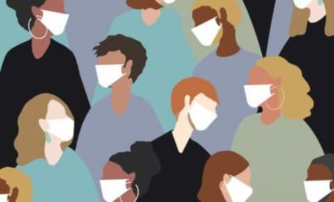 Illustration Menschen mit Masken