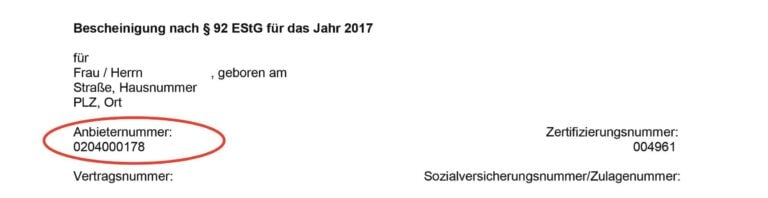 Riester Anbieternummer Liste