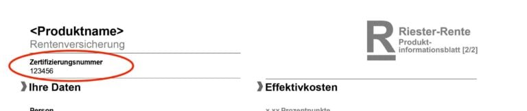 Riester Anbieternummer Liste
