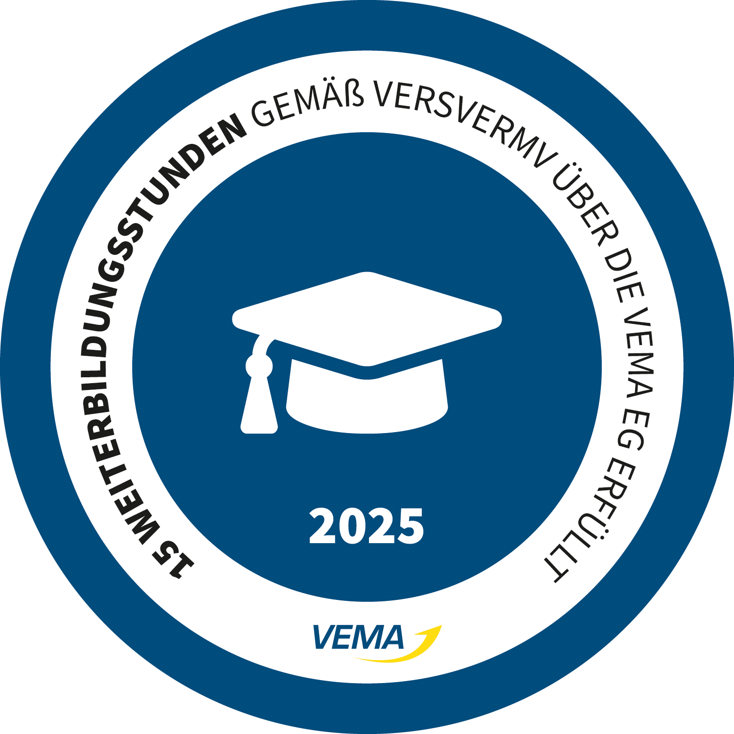 Weiterbildungssiegel der VEMA fuer 2025